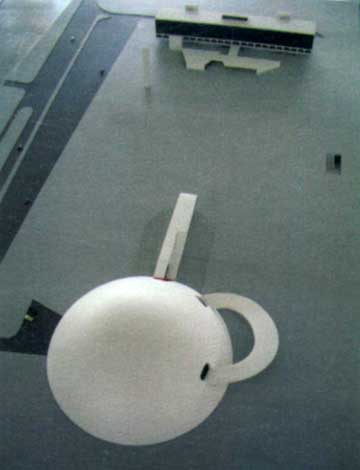Maquete do Museu Nacional de Brasília e sua relação com a Biblioteca Nacional de Brasília