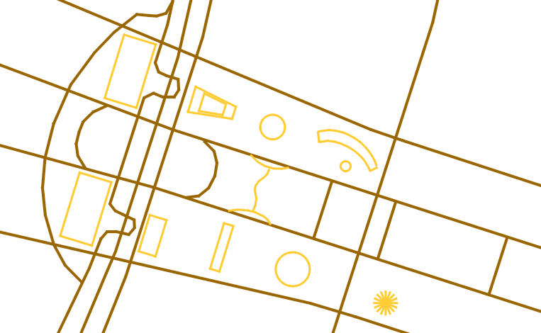 Mapa simplificado do Conjunto Cultural da República e setores próximos, na área central de Brasília