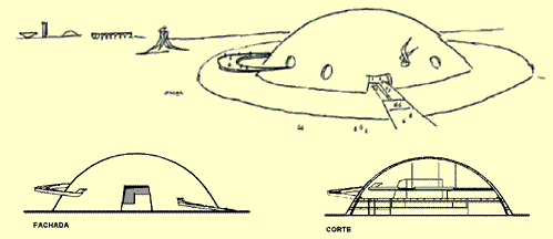 Croquis do Museu Nacional de Brasília, por Oscar Niemeyer