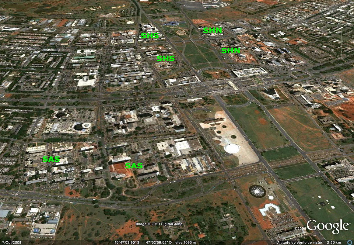 Setor de Autarquias Sul e áreas próximas, do centro de Brasília