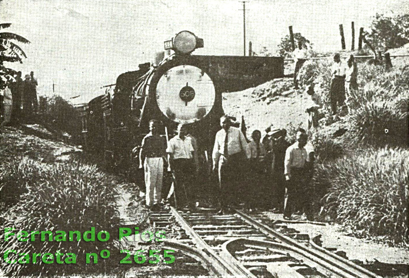 Locomotiva a vapor nº 508 da RMV com o quarto trem experimental do Rio de Janeiro a Anápolis, em Abril de 1959