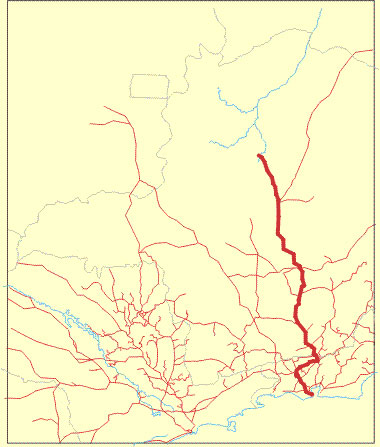 Situação dos trilhos da Estrada de Ferro Central do Brasil (EFCB) em relação a Brasília, em 1956