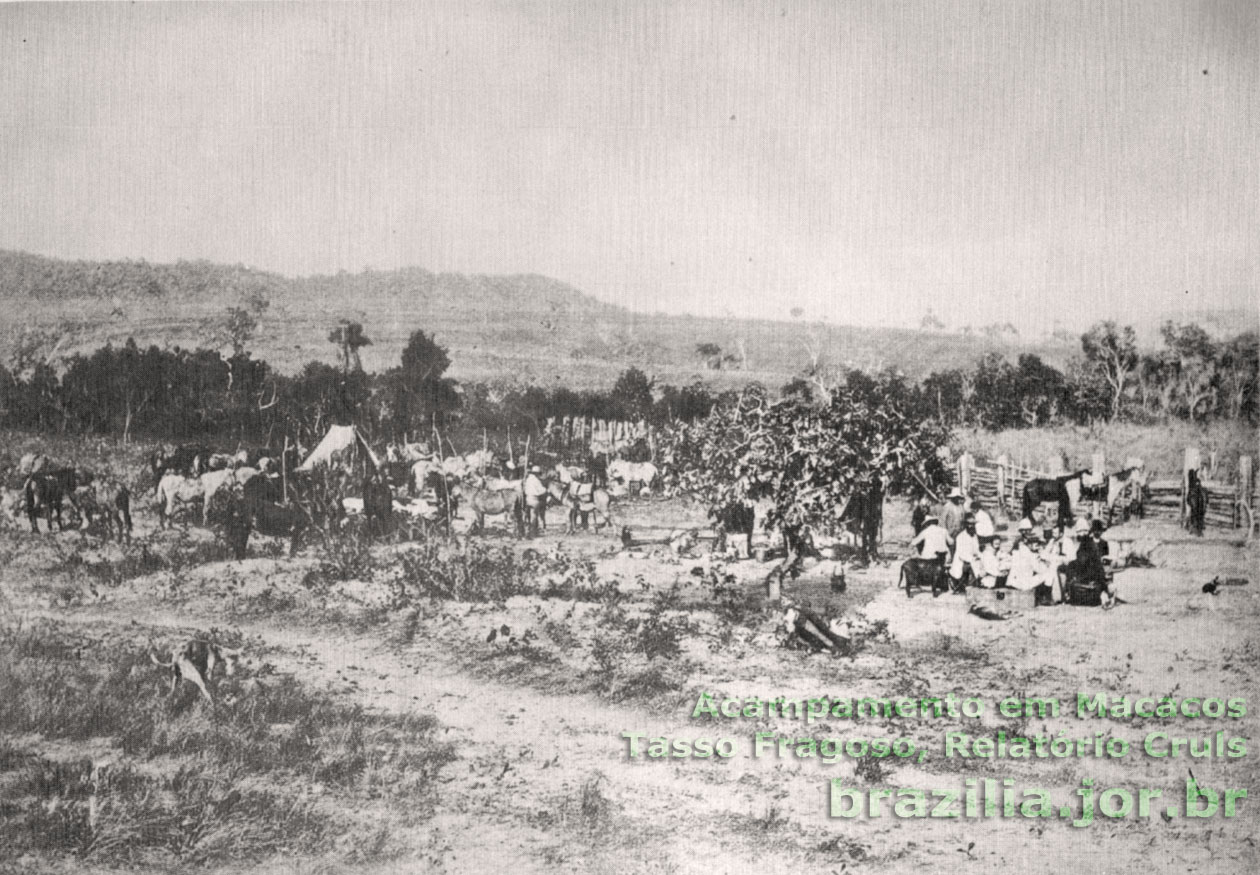 Acampamento da Comissão Exploradora do Planalto Central  a primeira Missão Cruls  em Macacos