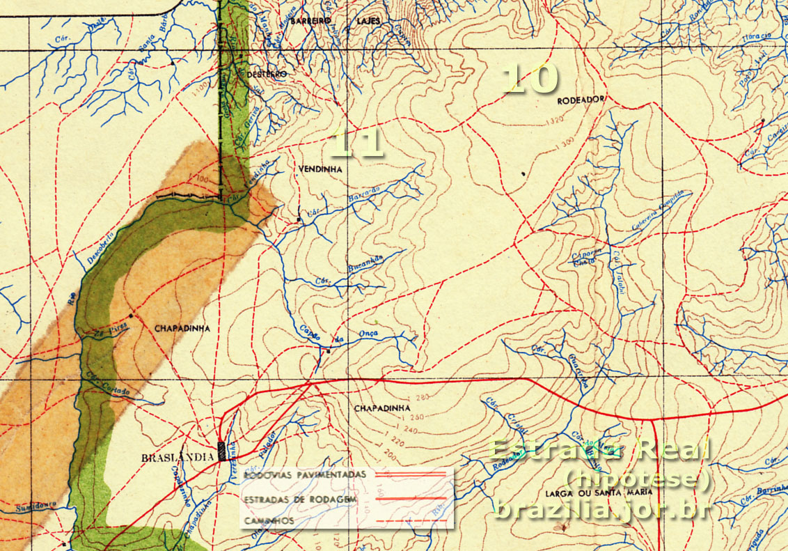 Sexto e último trecho da Estrada Real dos Goiases no atual Distrito Federal: (10) Rodeador; (11) Vendinha.