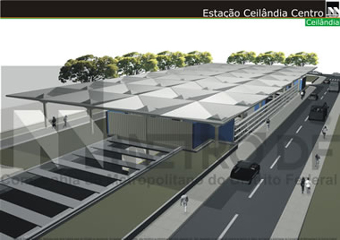 Maquete virtual da Estação Ceilândia Centro, do Metrô de Brasília