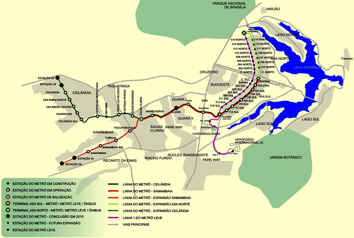 Projeto de expansão do Metrô DF + VLT e VLP, em 2010