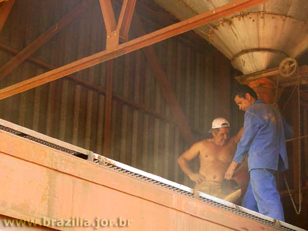 Carregamento de soja em um vagão de trem