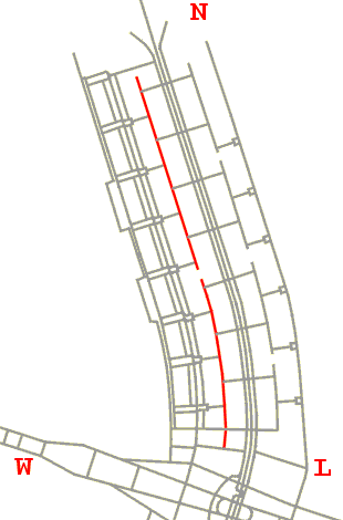 Mapa de localização da via W1 norte, com uma única interrupção