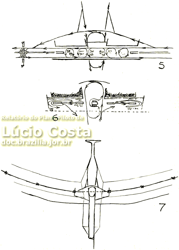 Croquis de Lúcio Costa para a área central do Plano Piloto de Brasília, no cruzamento dos eixos Monumental e Rodoviário