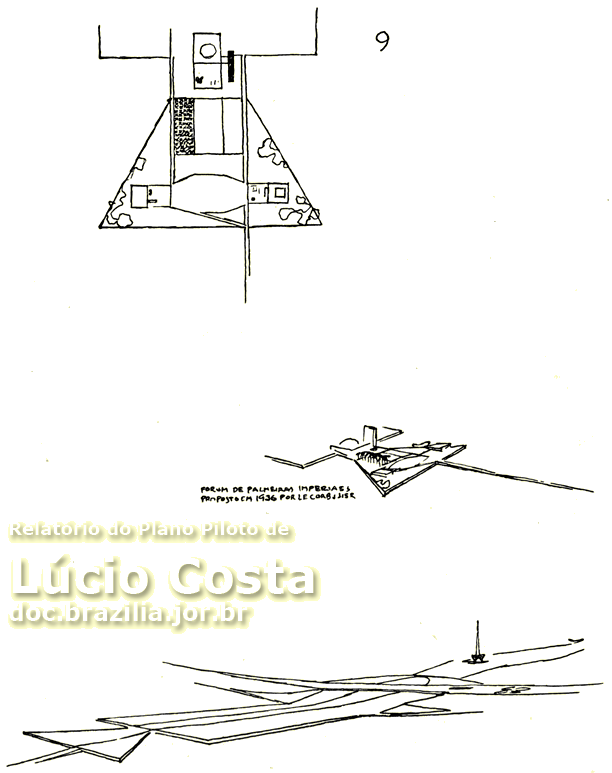 Croquis de Lúcio Costa para a Praça dos Três Poderes e o Eixo Monumental de Brasília